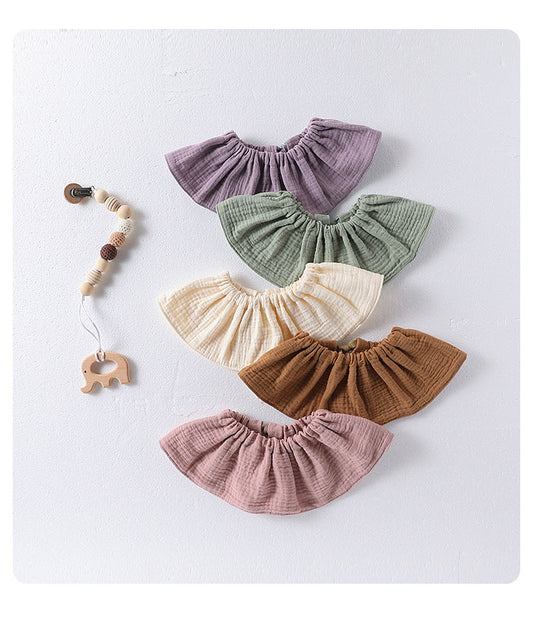 Girls Simple Solid Color Cotton Bib