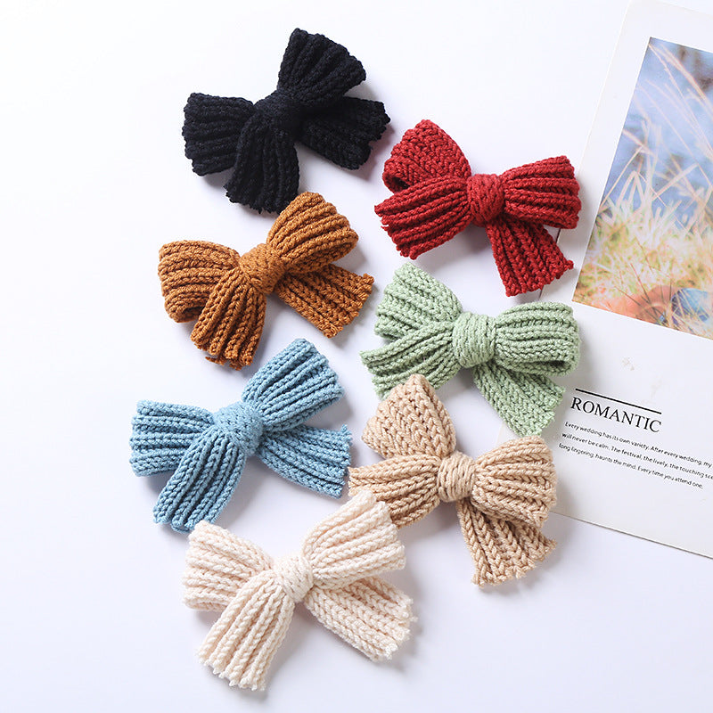 Big Knitted Bow Handmade Hairpin – 2 Pc. Set