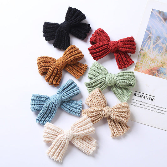 Big Knitted Bow Handmade Hairpin – 2 Pc. Set