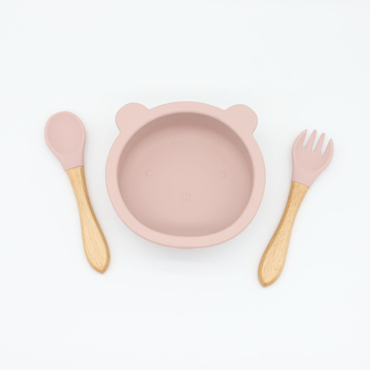 Bear Shape Food Training Silicone Bowl With Spoon Tableware