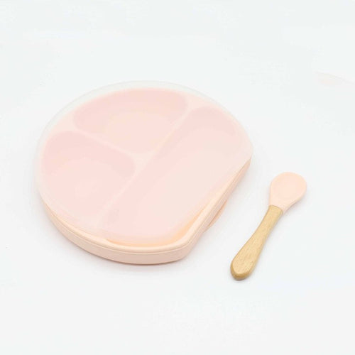 Silicone Compartment Plate With Wooden Spoon