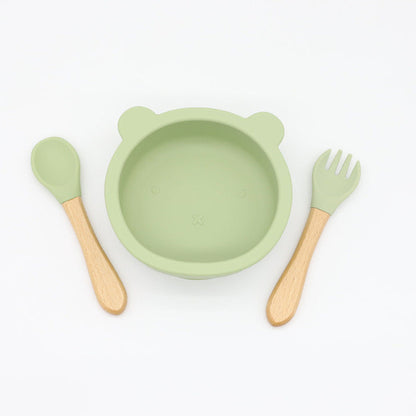Bear Shape Food Training Silicone Bowl With Spoon Tableware