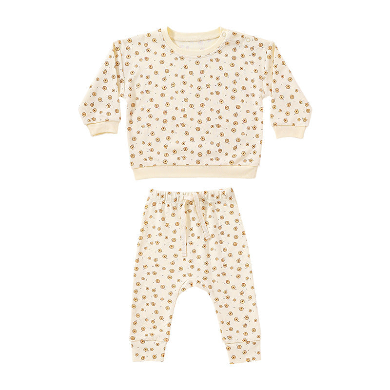 Print Cotton Hoodie and Trousers Set