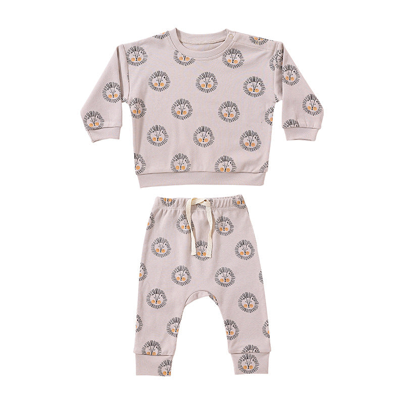 Print Cotton Hoodie and Trousers Set