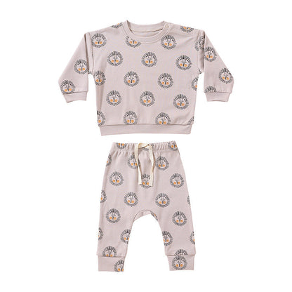 Print Cotton Hoodie and Trousers Set