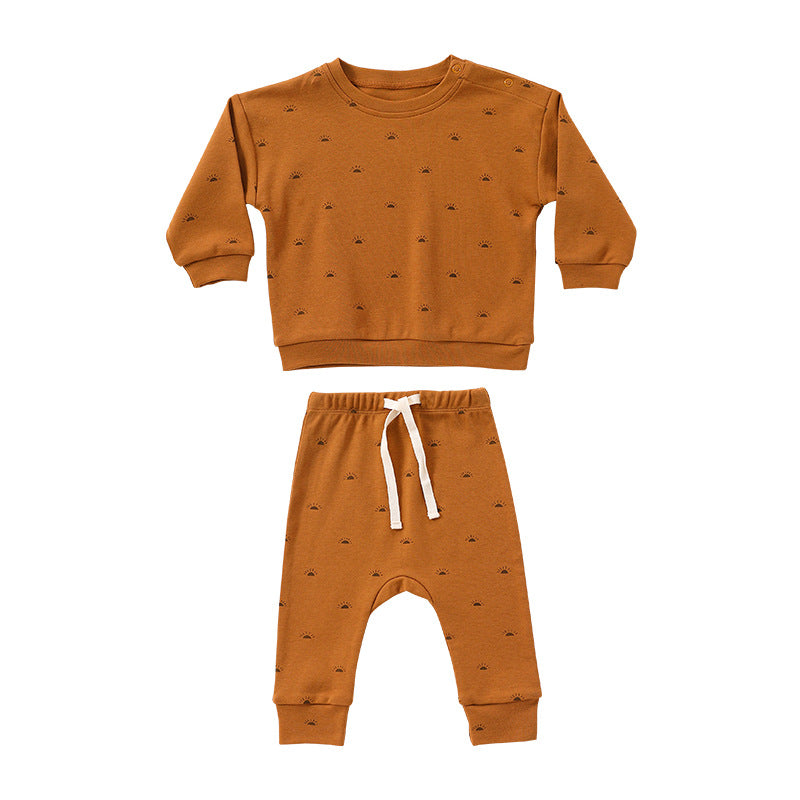 Print Cotton Hoodie and Trousers Set