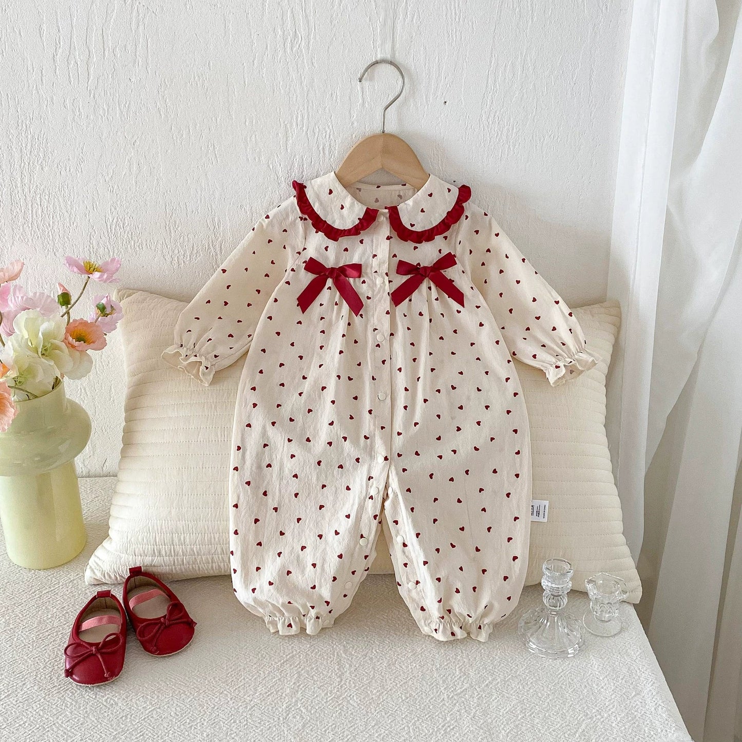 Long Sleeve Heart Pattern Romper