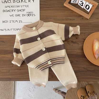 Baby Knit Striped Long Sleeve Set