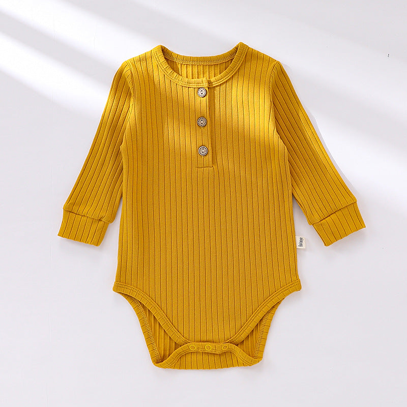 Solid Color Soft Cotton Long Sleeve Bodysuit