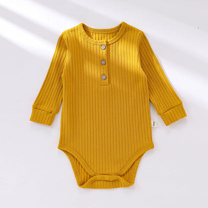Solid Color Soft Cotton Long Sleeve Bodysuit