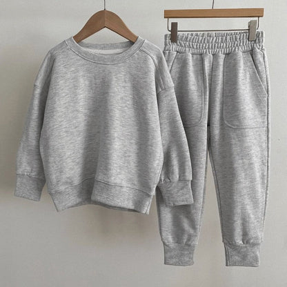 Casual Solid Color Long Sleeve Pullover and Pants Set