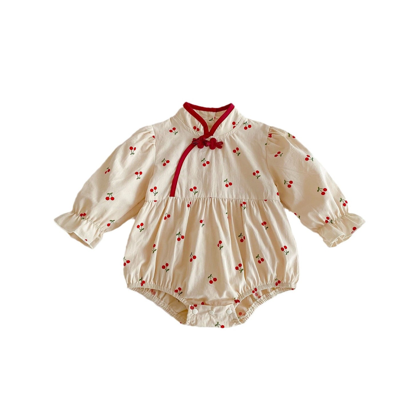 Baby Girls Cherry Print Long Sleeve Onesie