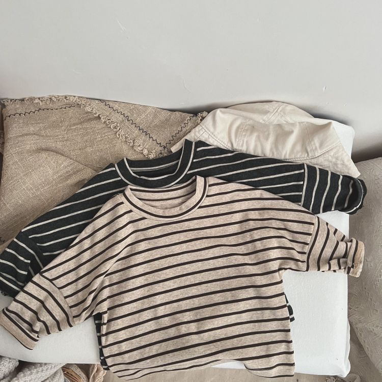 Striped Pattern O-Neck Long Sleeve Top