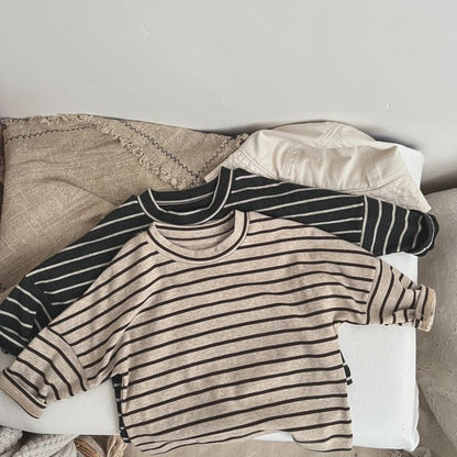 Striped Pattern O-Neck Long Sleeve Top