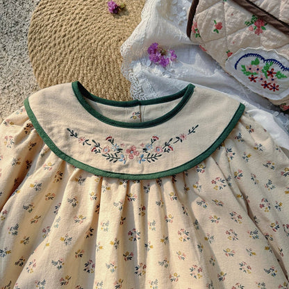 French Style Floral Pattern Long Dress