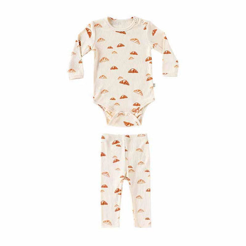 Long Sleeves Geometric Pattern Crew Neck Onesie & Pants