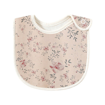 Floral Print Covered Button Design Water Absorbing Bibs