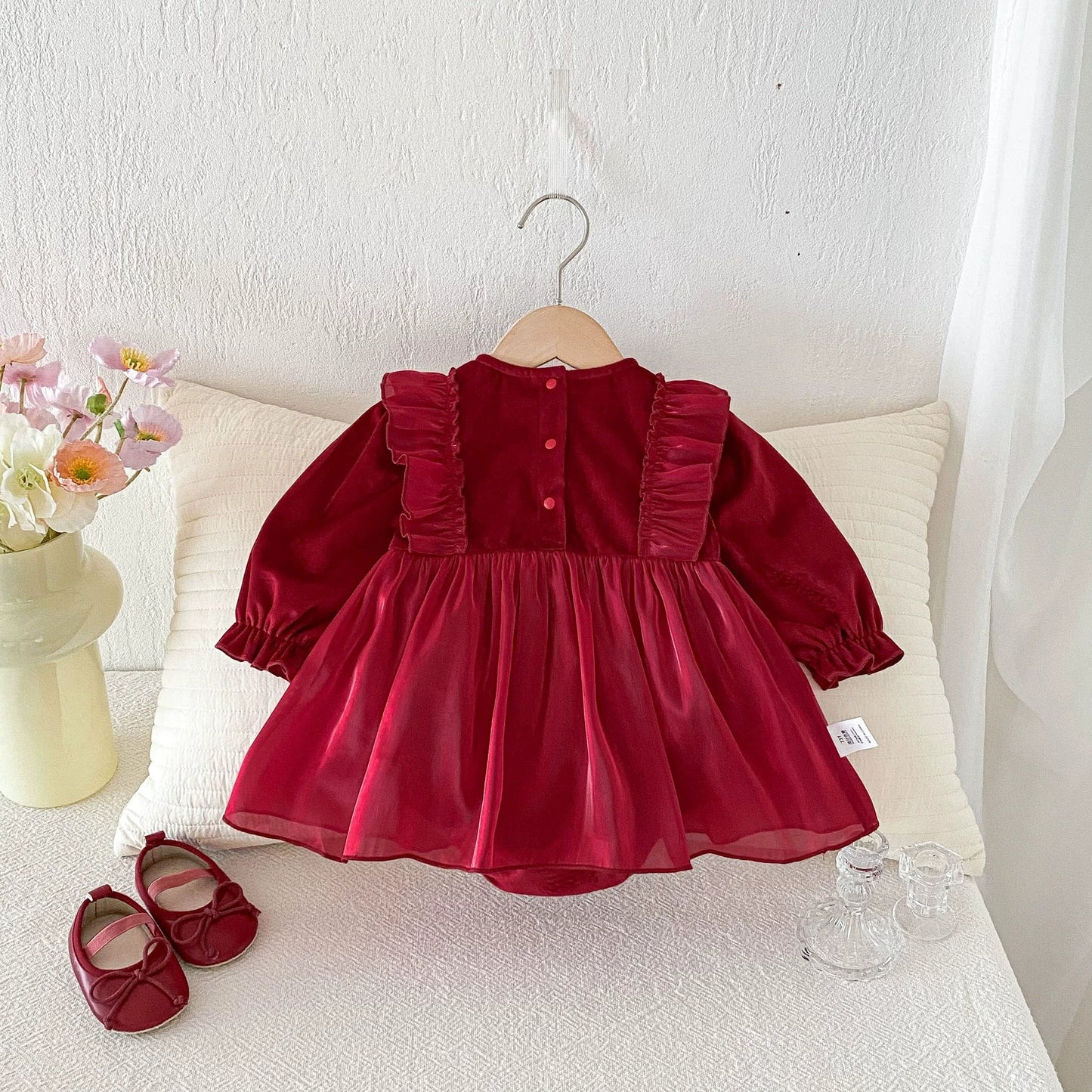 Long Sleeve Butterfly-Bow Red Dress
