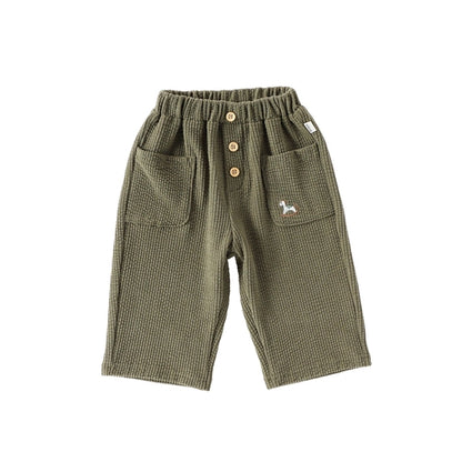 Embroidered Pattern Corduroy Pants