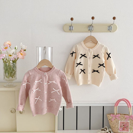 Butterfly-Bows Decorated Long Sleeve Sweater