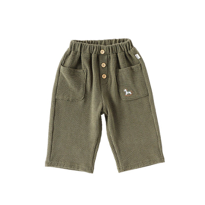 Embroidered Pattern Corduroy Pants