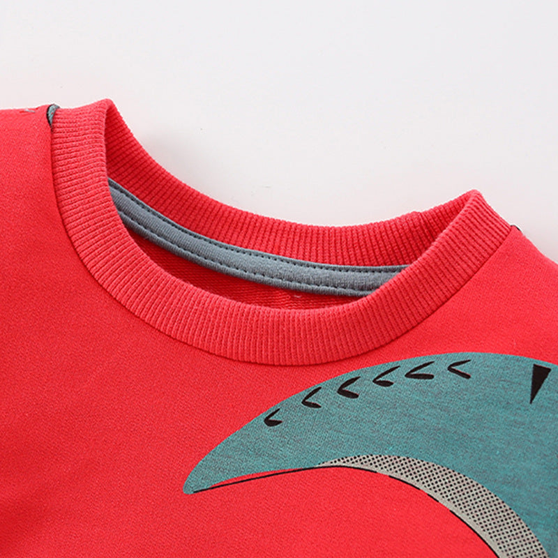 Dinosaur Pattern Long Sleeve Crewneck Hoodie