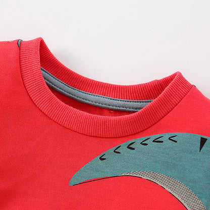 Dinosaur Pattern Long Sleeve Crewneck Hoodie