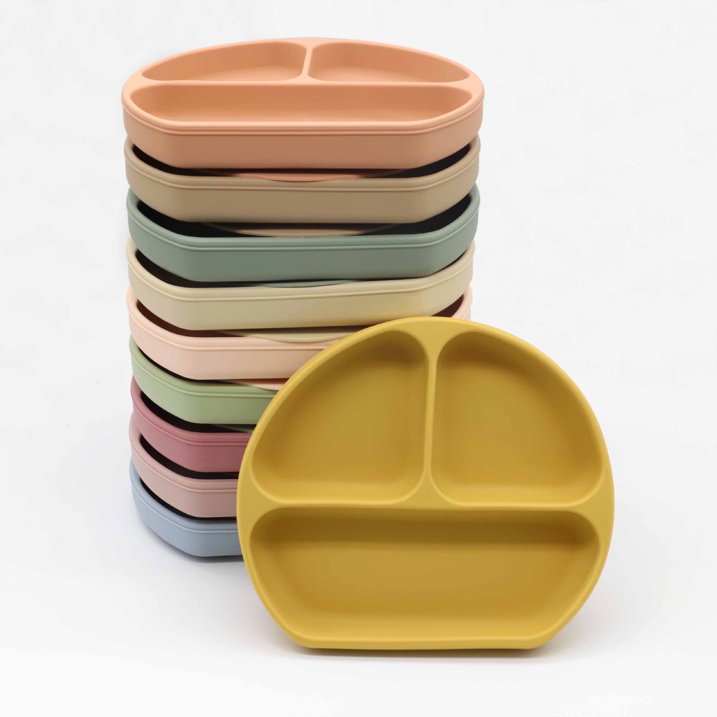Silicone Compartment Plate With Wooden Spoon