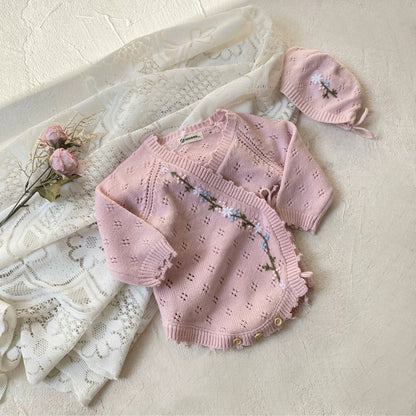 Pink Eyelet V-Neck Onesie