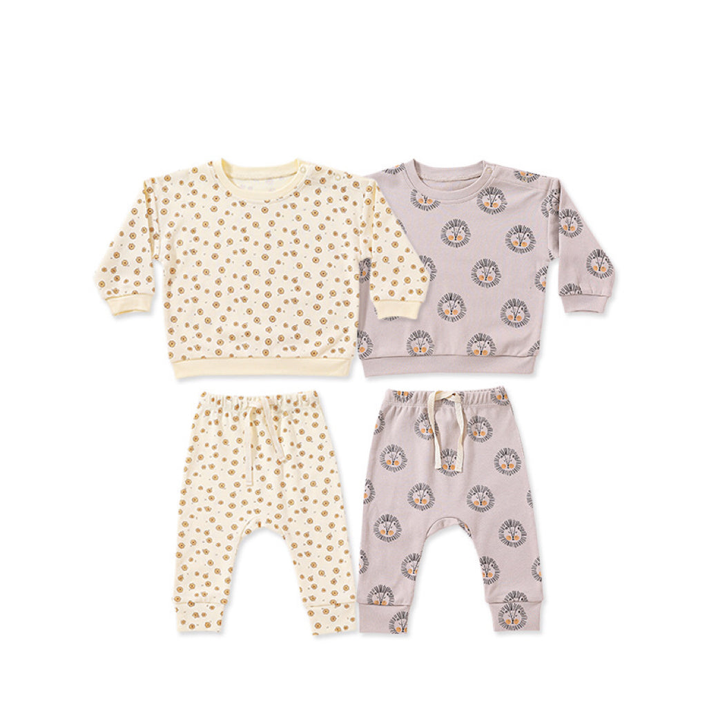 Print Cotton Hoodie and Trousers Set