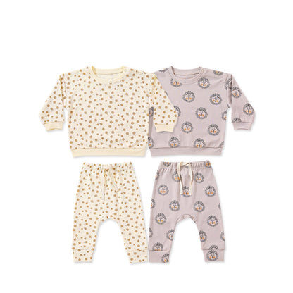 Print Cotton Hoodie and Trousers Set