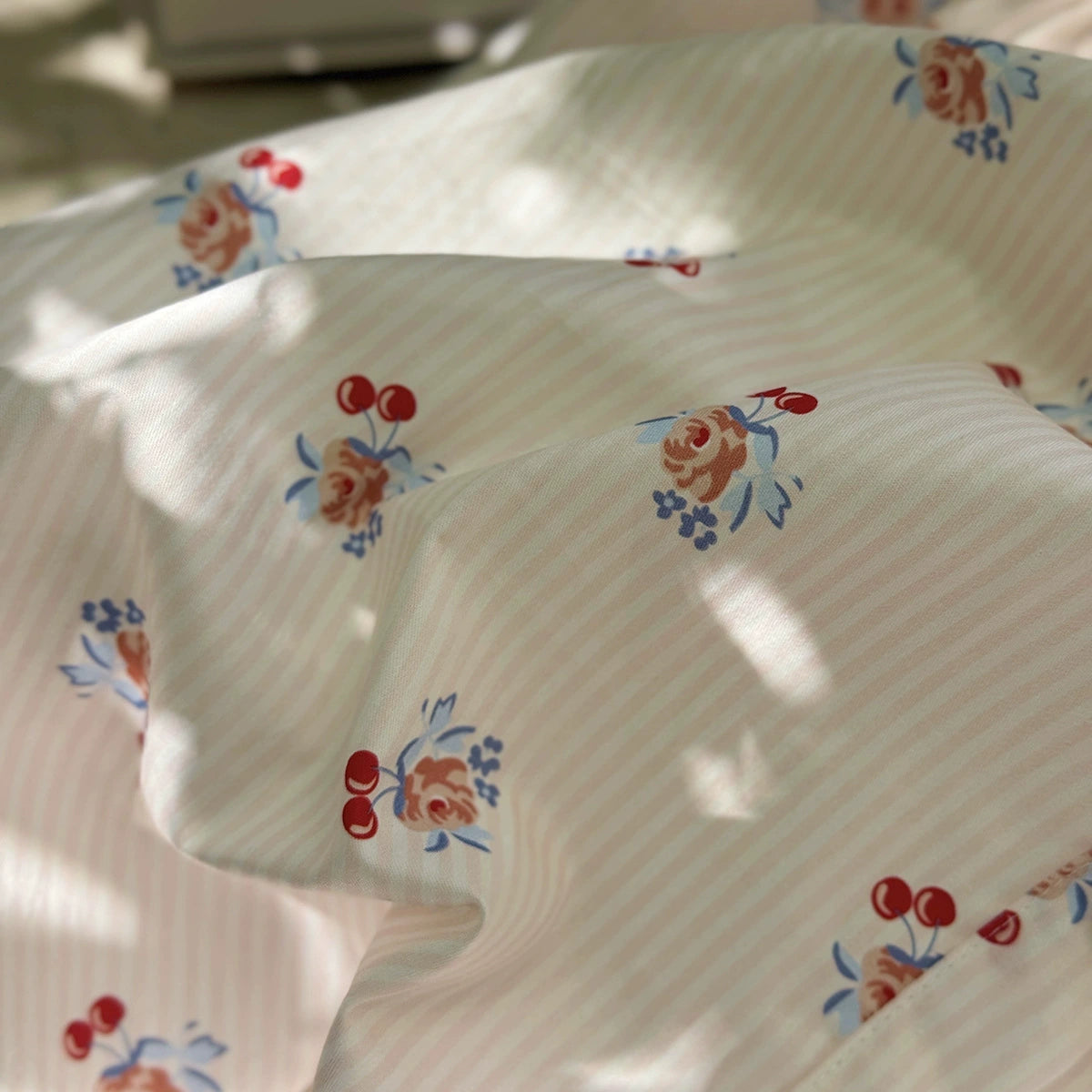 Cherry and Floral Pattern Long Sleeve Dress