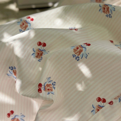 Cherry and Floral Pattern Long Sleeve Dress