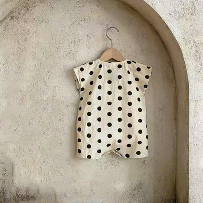 Plaid & Polka Dot Pattern Cotton Rompers