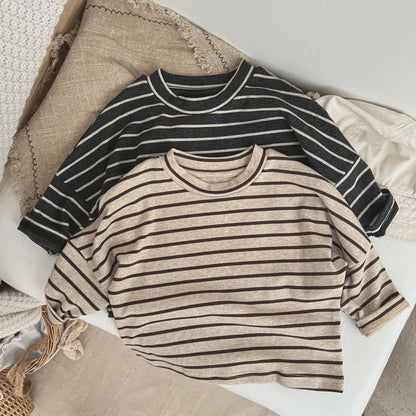 Striped Pattern O-Neck Long Sleeve Top