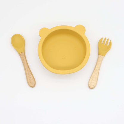 Bear Shape Food Training Silicone Bowl With Spoon Tableware