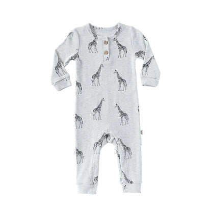 Long Sleeve Animal Pattern Sleep & Play Onesie