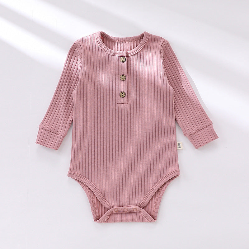 Solid Color Soft Cotton Long Sleeve Bodysuit