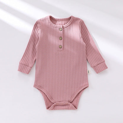Solid Color Soft Cotton Long Sleeve Bodysuit
