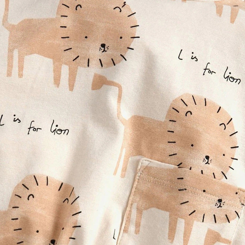 Cartoon Lion Hoodie Casual Set