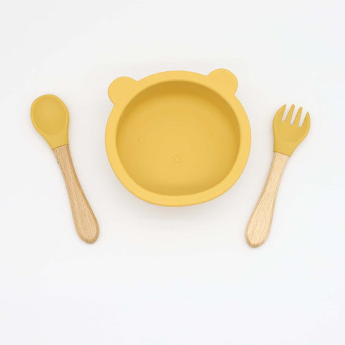 Bear Shape Food Training Silicone Bowl With Spoon Tableware