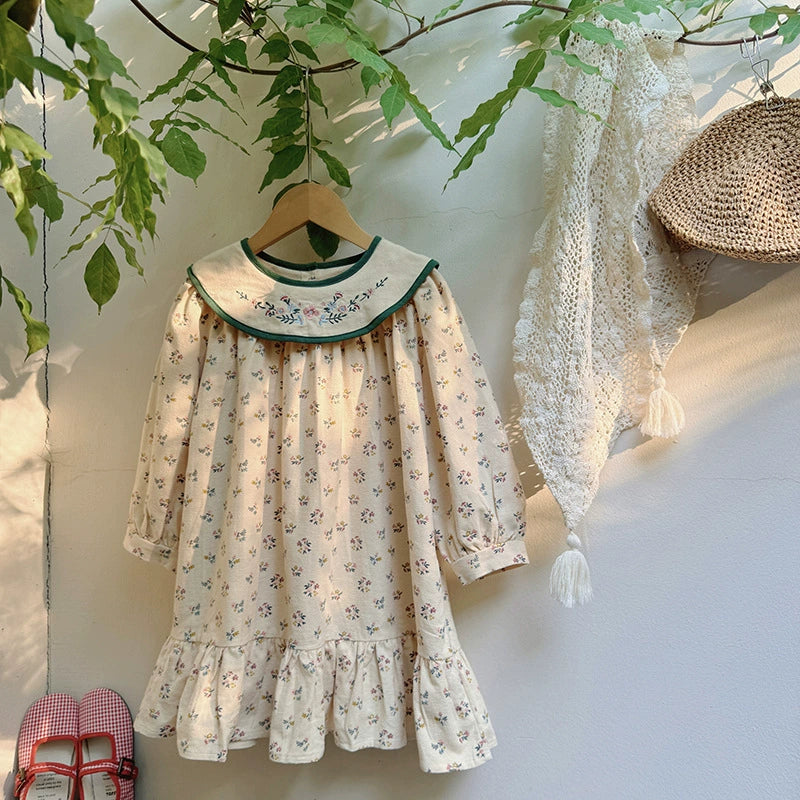 French Style Floral Pattern Long Dress