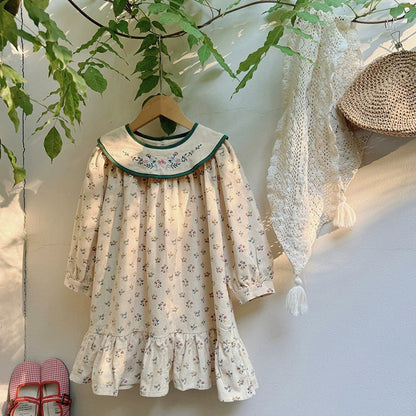 French Style Floral Pattern Long Dress