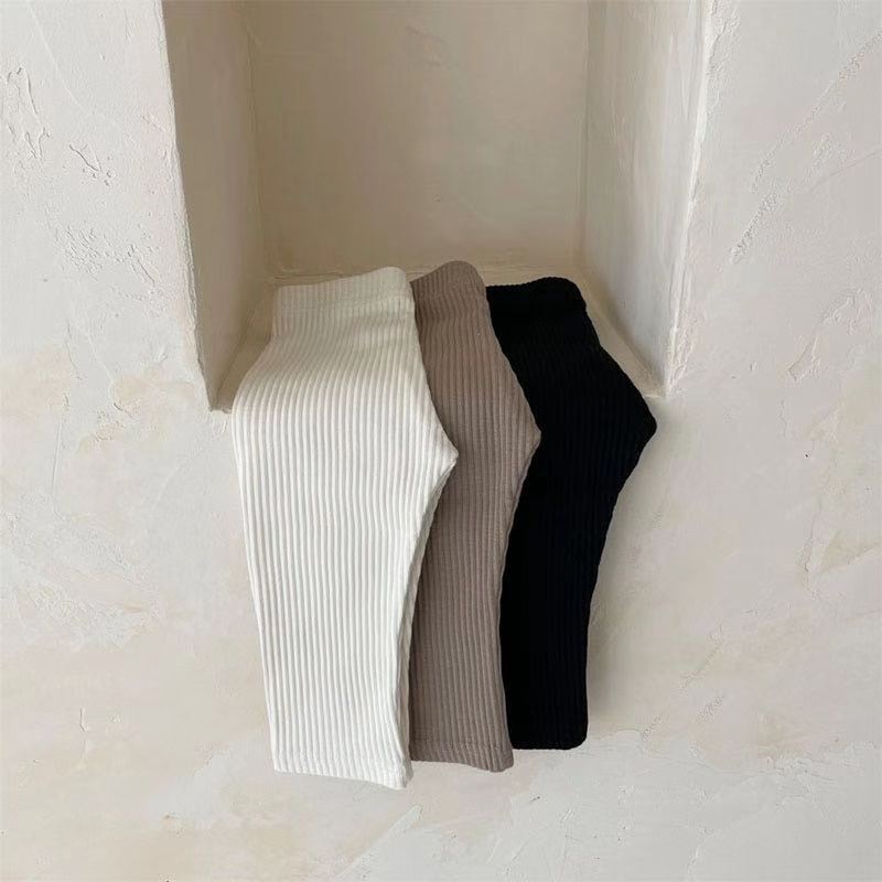 Solid Color Striped Pattern Pants