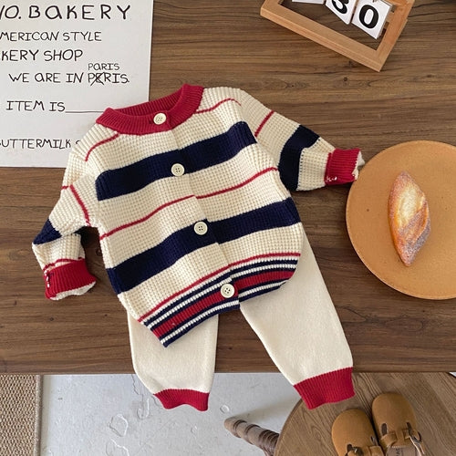 Baby Knit Striped Long Sleeve Set