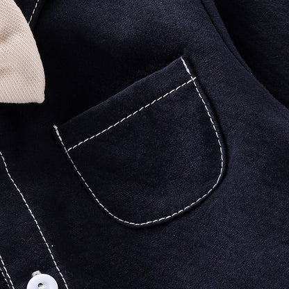 Long Sleeve Single Breasted Turn-Down Collar Onesie