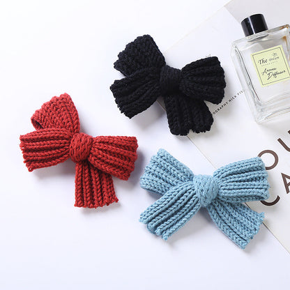 Big Knitted Bow Handmade Hairpin – 2 Pc. Set