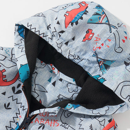 Rainbow/Dinosaur Graphic Long Sleeve Zipper Jacket