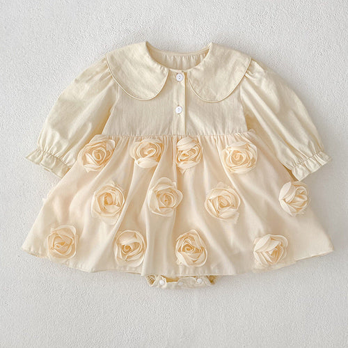 Flowers Pattern Long-Sleeved Peter Pan Collar Dress