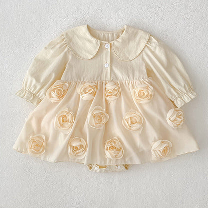 Flowers Pattern Long-Sleeved Peter Pan Collar Dress